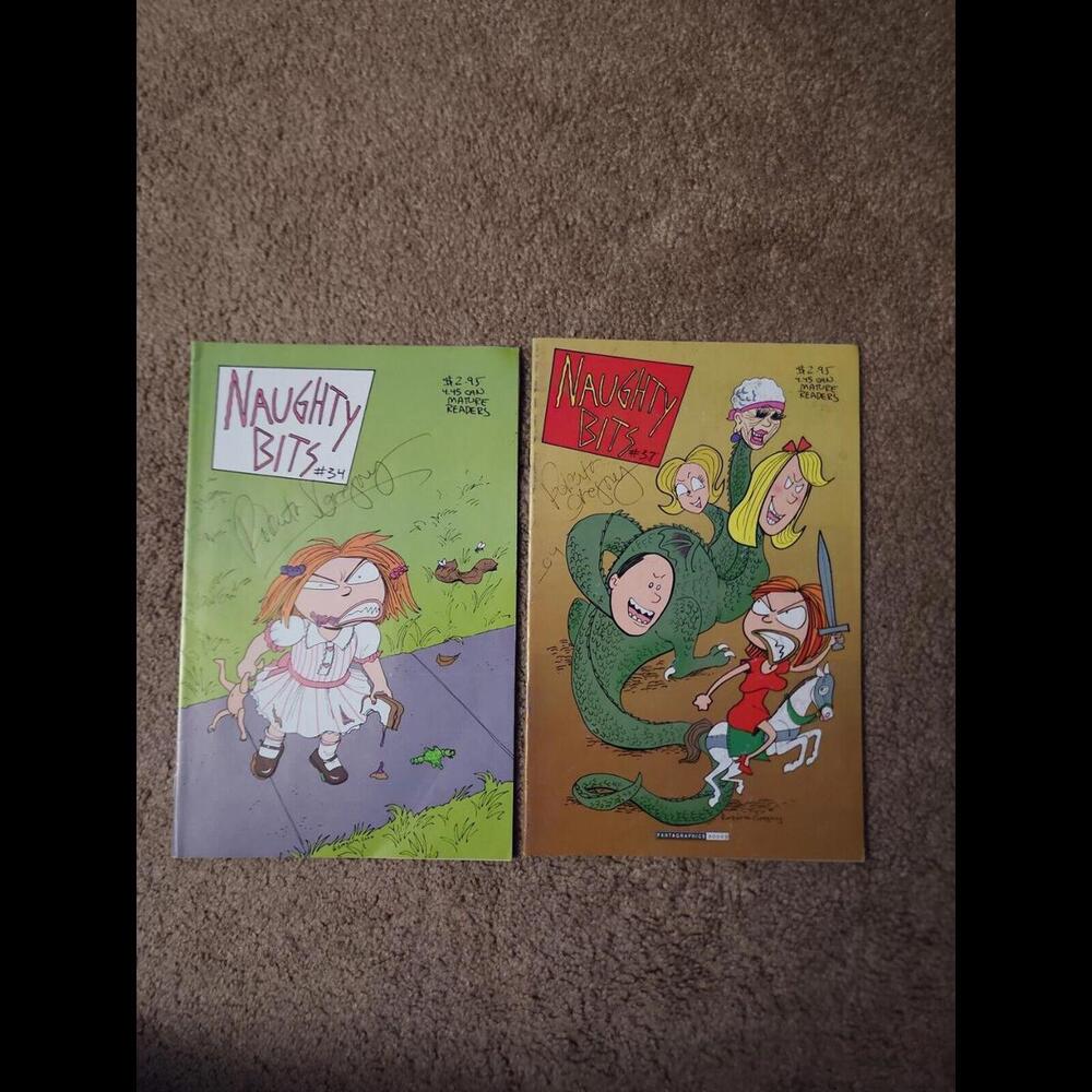 Autograph Roberta GERGORY'S NAUGHTY BITS #34 & #37 (VF/NM) FANTAGRAPHICS lot